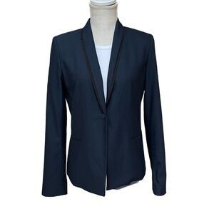 T Tahari Navy Blue One Button Blazer Career Wear‎ Size: 6